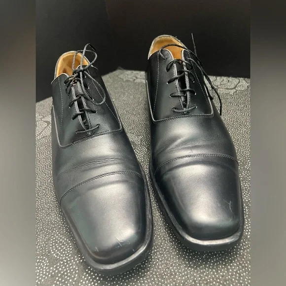 HERMES Classic Black Cap Toe Lace up Mens Leather Oxfords Size:EU 43 1/2/US 10.5 - Picture 16 of 16